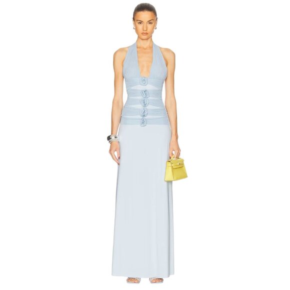 Maygel Coronel Villadiego Dress in Arctic One Size New Womens Flower Maxi Gown - Picture 1 of 17